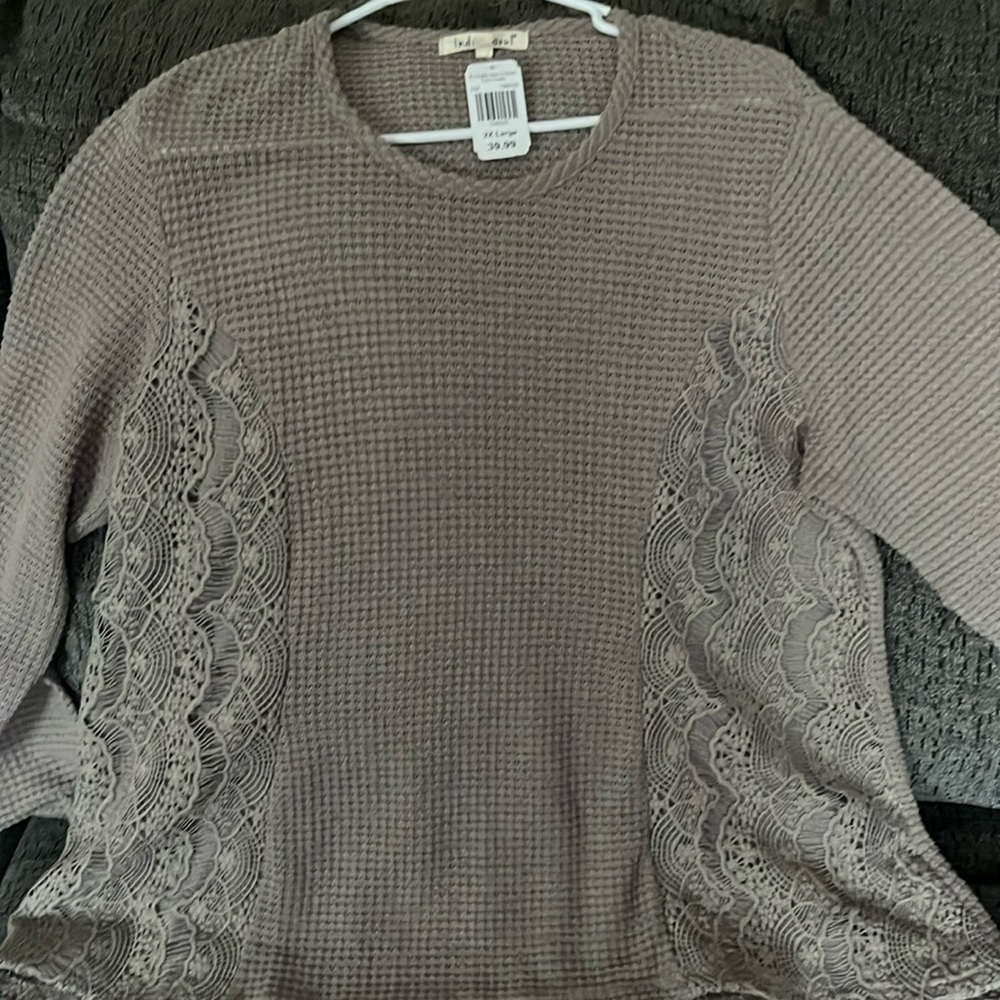Indigo soul beige long sleeve shirt size 2x NWT